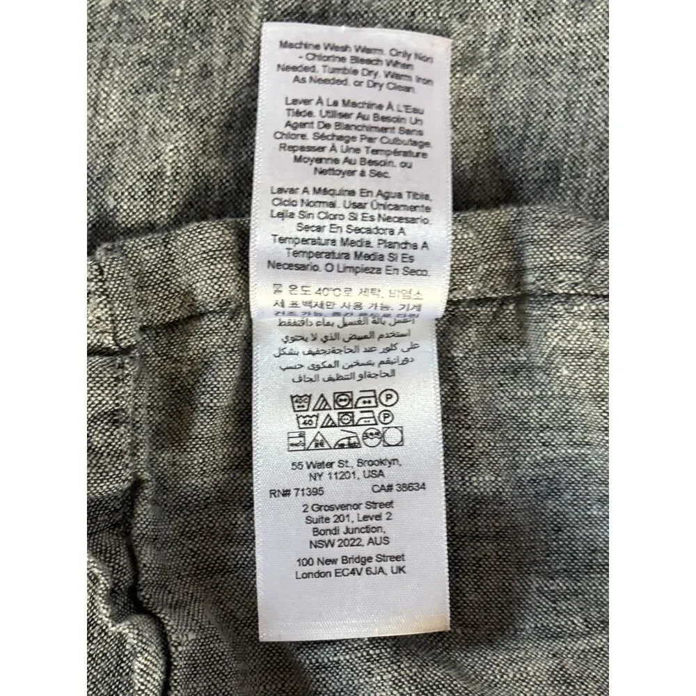 WEST ELM Blue Gray 100% Linen Queen Flat Top Sheet Size 102 x 90